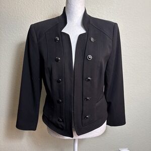 White House Black Market  Power Blazer NWT Black Lined Hook Closure Size 6 $150